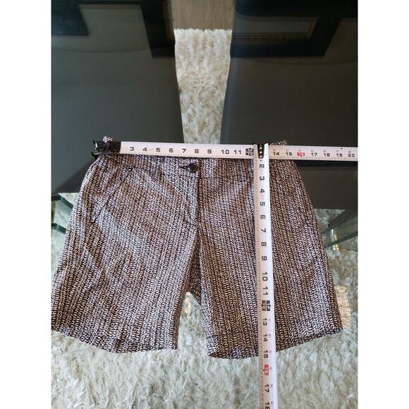 CAbi Chino Shorts Womens 0 Black White Geo Print Stretch Flat Front High Rise - Picture 7 of 12